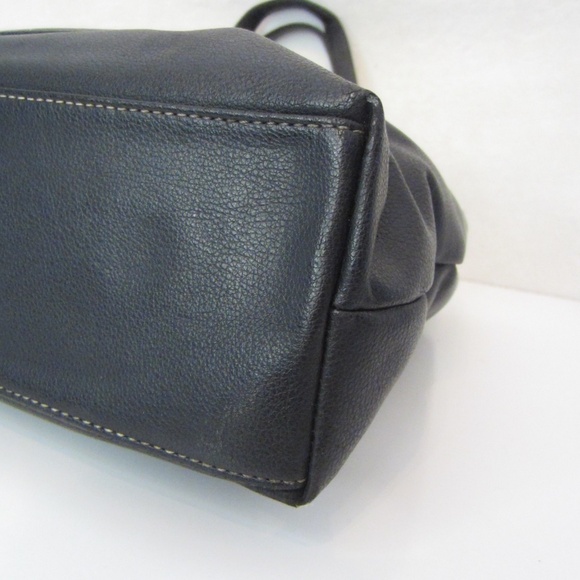 Liz Claiborne Faux Blackk Leather Double Strapped Shoulder Tote Zipper Closure - Picture 8 of 13